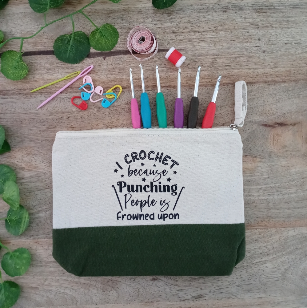 Handmade I Crochet because Punching People is Frowned Upon Canvas Bag